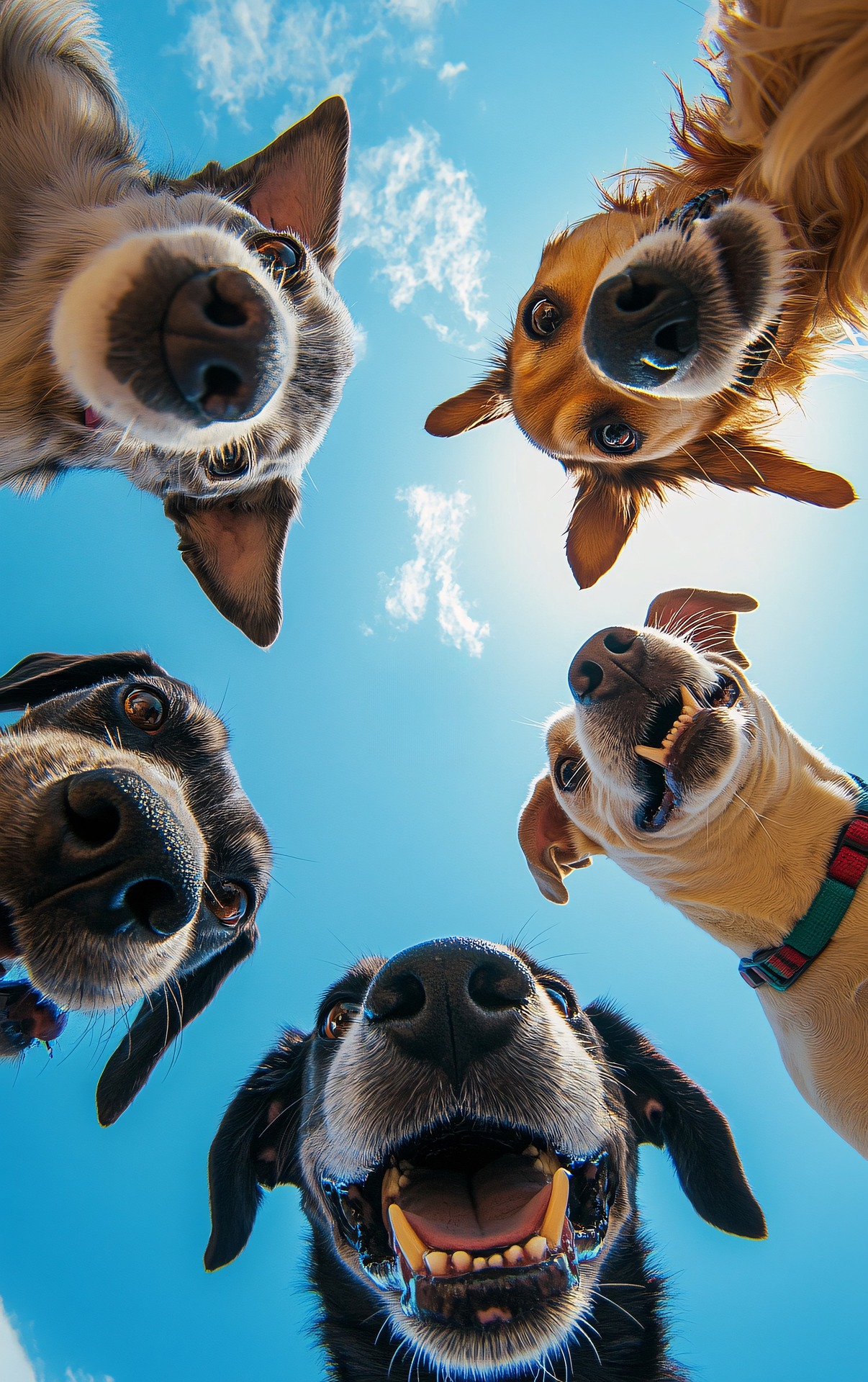 Hundebuddies mit prüfendem Blick
