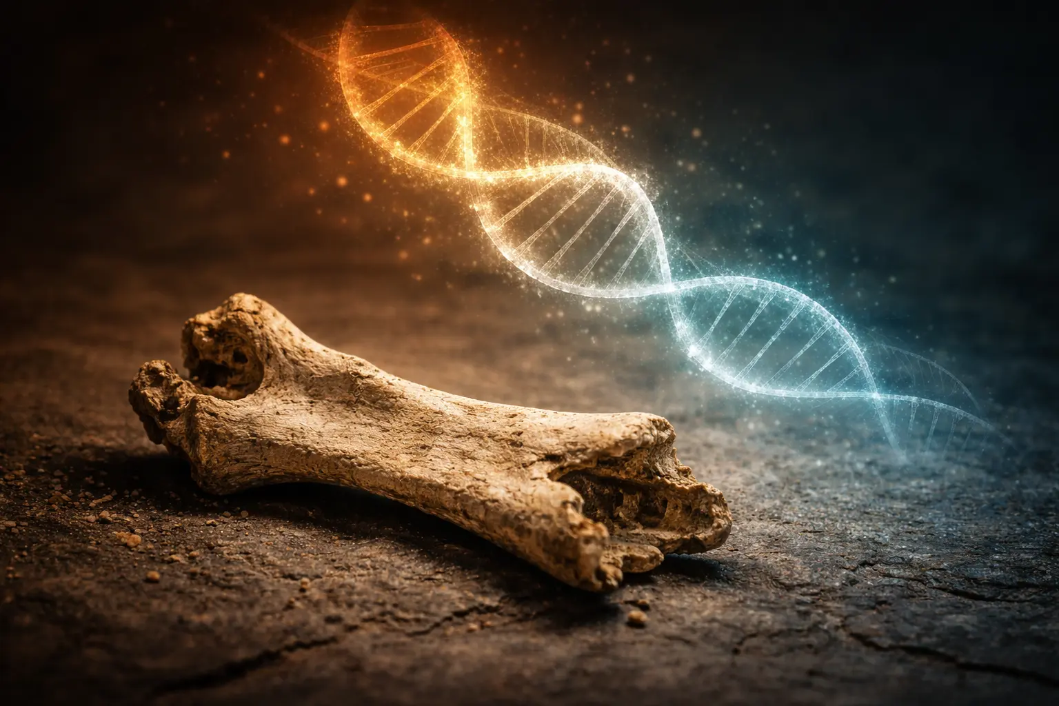 DNA_Doppelhelix_archeologischer_Hundeknochen