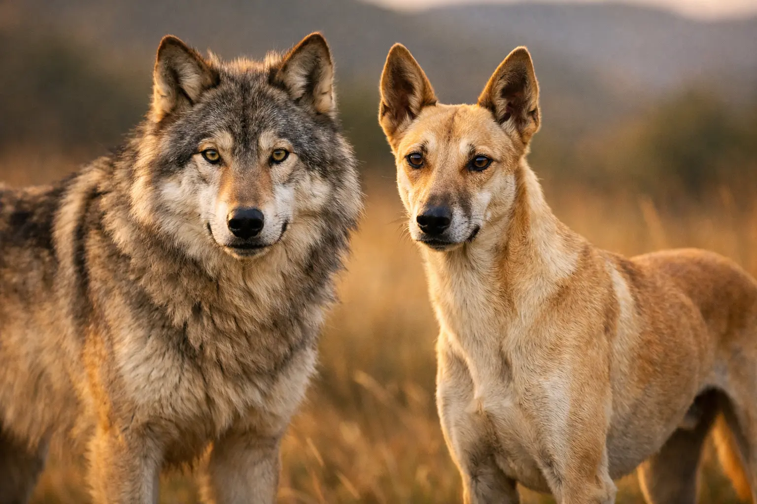 Wolf_Hund_Nebeneinander_Beginn_Domestizierun Wolf_Hund_Nebeneinander_Beginn_Domestizierun