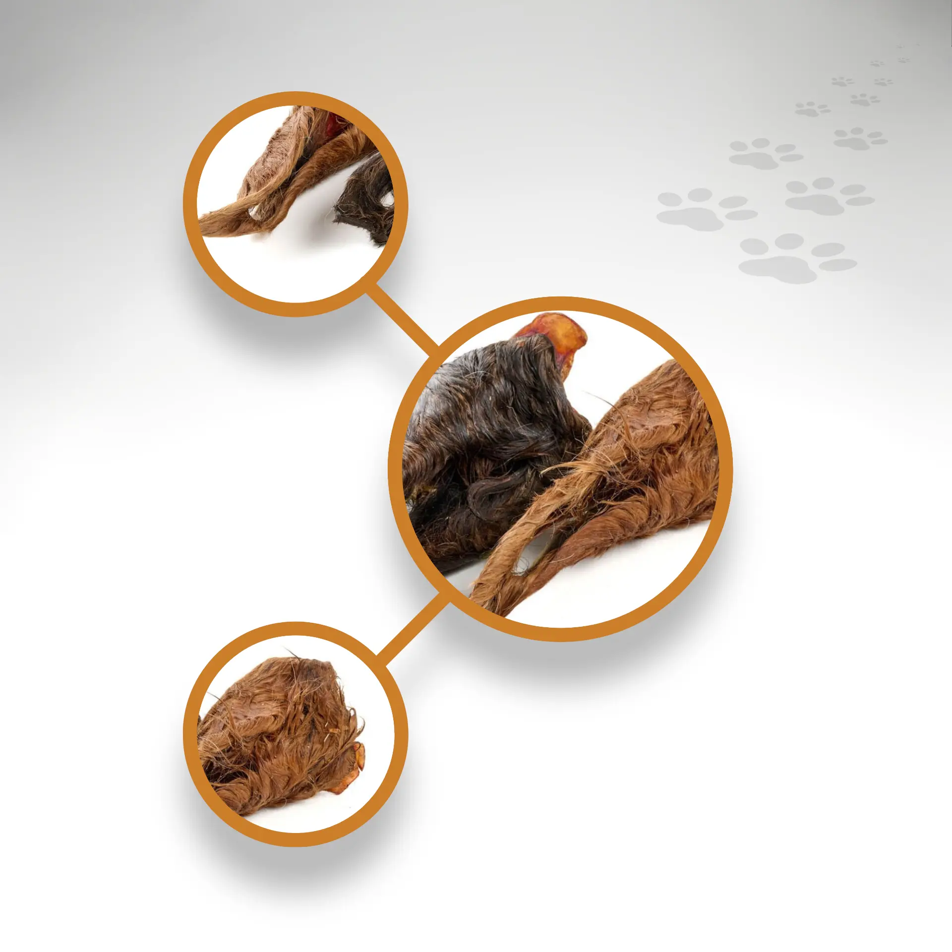 Pferdeohren mit Fell Details Getrocknete Pferdeohren mit Fell Details